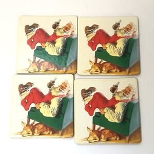 Vintage coca cola Christmas santa claus square coasters coke 3.5 inches